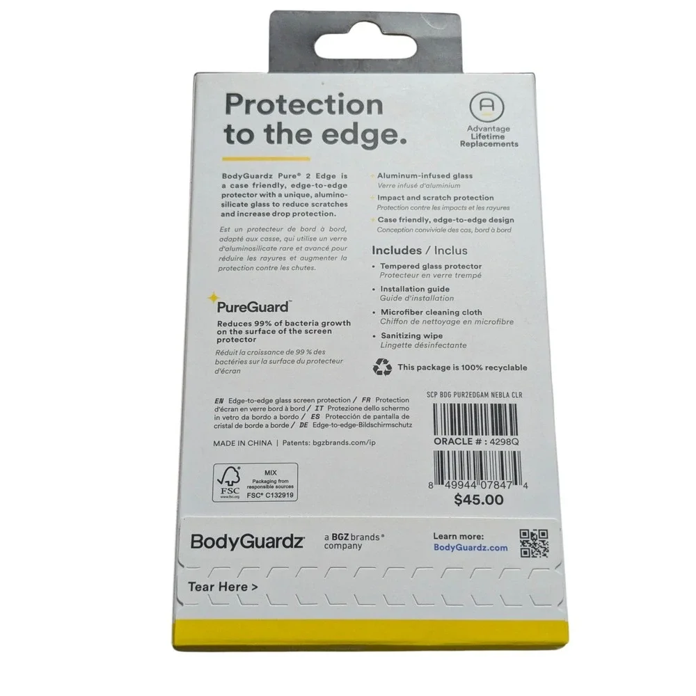 X8-N‎ BodyGuardz Pure 2 Edge Glass Screen Protect Apple iPhone 14 / 13 / 13 Pro